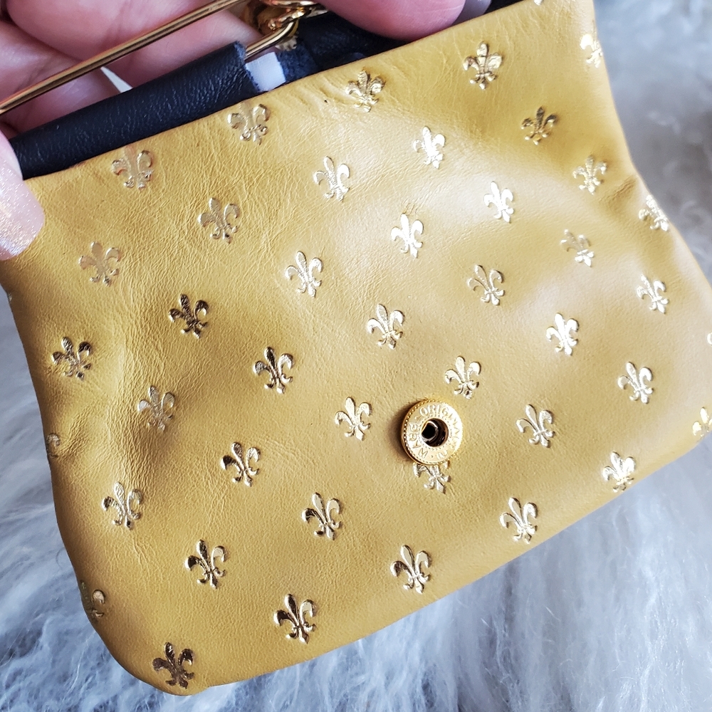 Made in Italy Firenze-Black & Gold,Genuine Leather Tassle, Unique Snap Closure - Picture 6 of 8